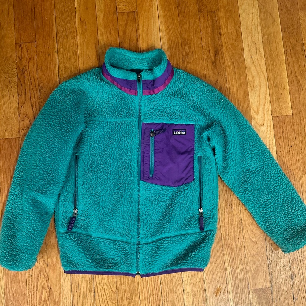 Retro Kids Patagonia Fleece, Green, Girls M (10)